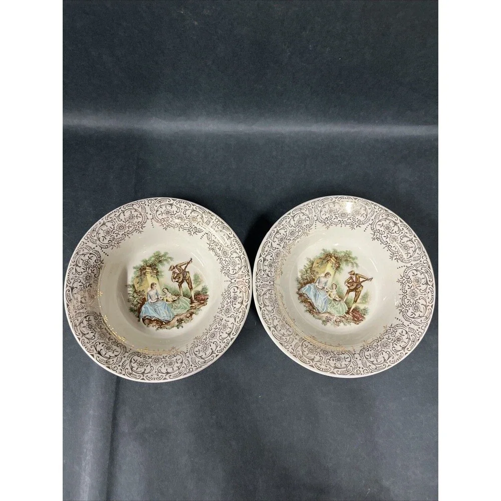 VTG American‎ Limoges Triumph China D'or Dessert Bowls 6 1/8'' Set Of 2